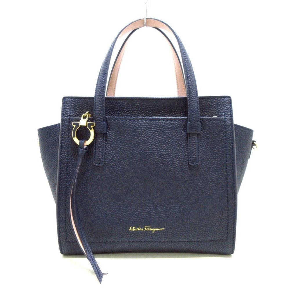 Salvatore Ferragamo Amy Leather Handbag Navy